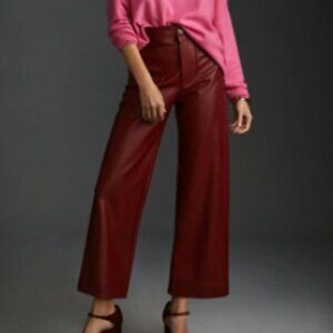 NWT The Colette Faux-Leather Crop Wide-Leg Pants by Maeve